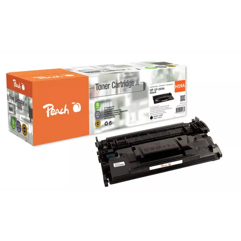 Tonerio kasetė PEACH PT1112 suderinama su HP, juoda, išeiga 3000 puslapių, 1 vnt.