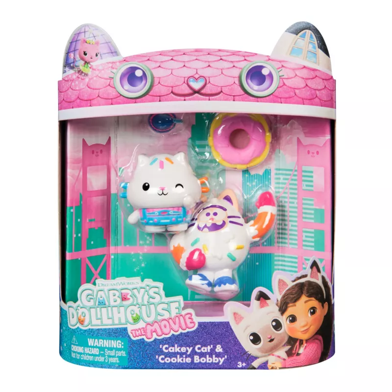 Gabby's Dollhouse: Filmas, Cakey Cat ir Cookie Bobby žaislų figūrėlės su 2 priedais, vaikiški žaislai mergaitėms ir berniukams nuo 3 metų
