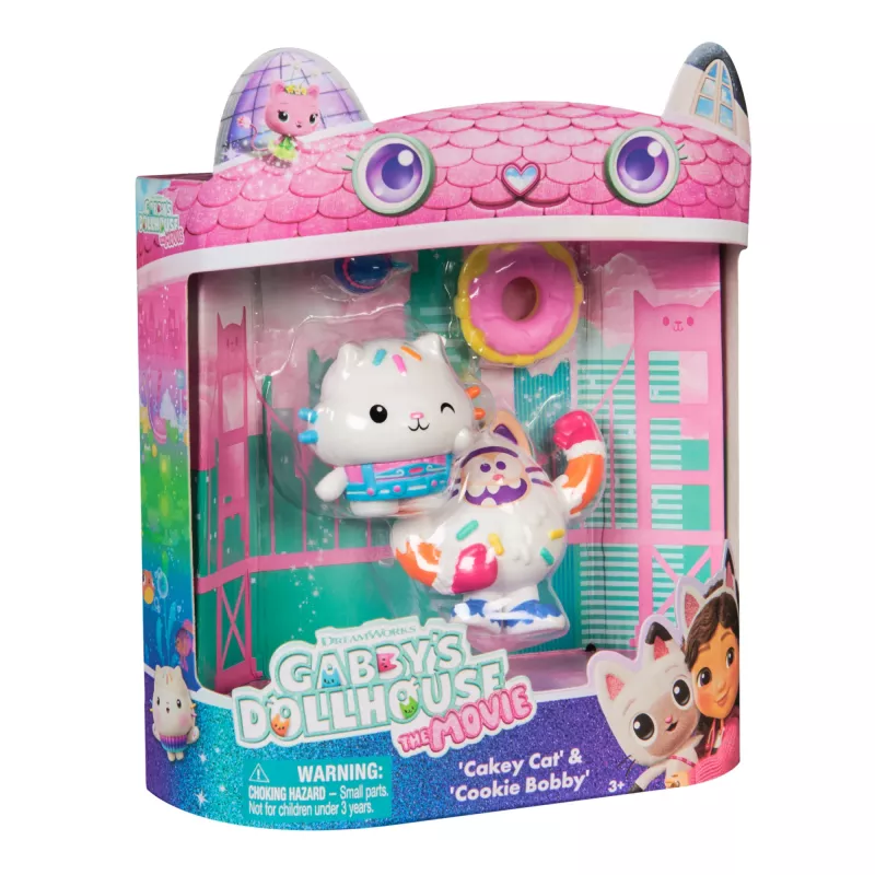 Gabby's Dollhouse: Filmas, Cakey Cat ir Cookie Bobby žaislų figūrėlės su 2 priedais, vaikiški žaislai mergaitėms ir berniukams nuo 3 metų