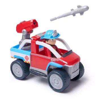 Žaislinė transporto priemonė Spin Master Paw Patrol Fire Rescue Ryder's Rescue Vehicle su bepiločio paleidimo įrenginiu ir Ryder figūrėle