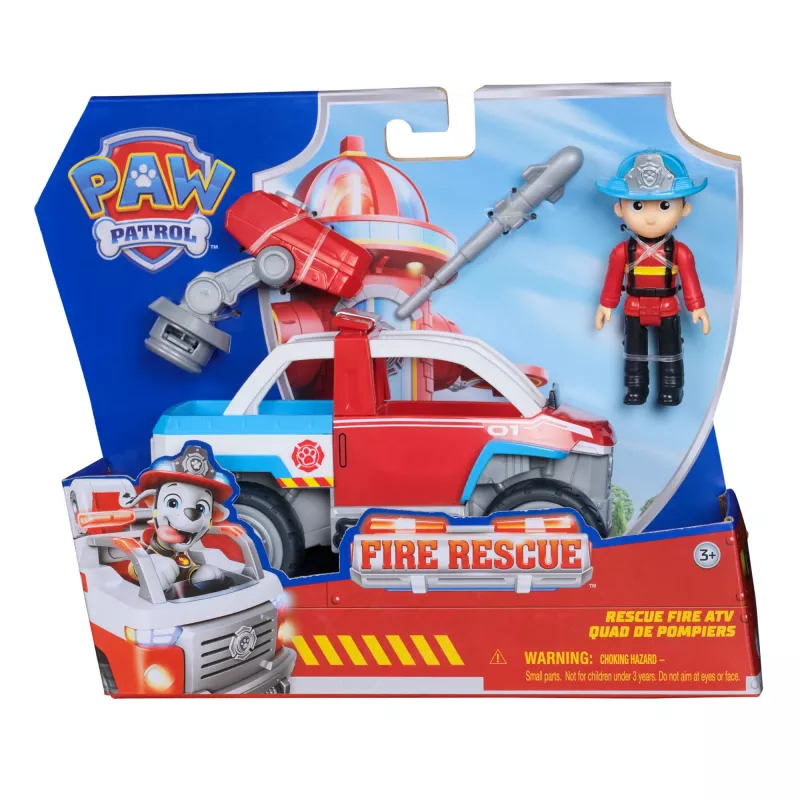Žaislinė transporto priemonė Spin Master Paw Patrol Fire Rescue Ryder's Rescue Vehicle su bepiločio paleidimo įrenginiu ir Ryder figūrėle
