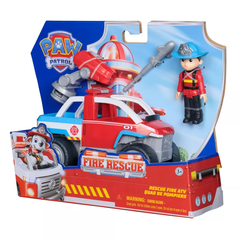Žaislinė transporto priemonė Spin Master Paw Patrol Fire Rescue Ryder's Rescue Vehicle su bepiločio paleidimo įrenginiu ir Ryder figūrėle