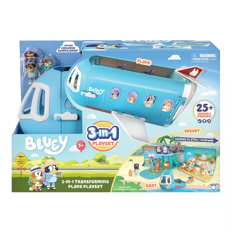 Oro uostas ir lėktuvas Moose Toys Bluey 3-in-1 lėktuvo žaidimo rinkinys įvairiaspalvis