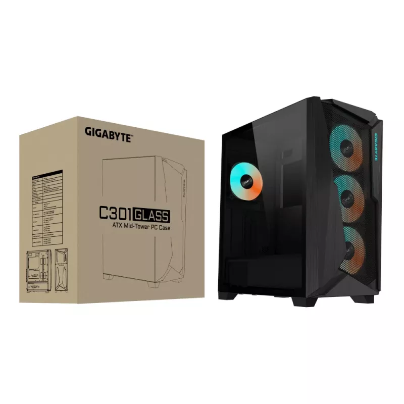 GIGABYTE C301 GLASS Midi Tower Juoda