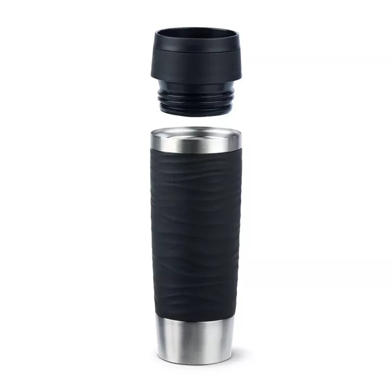 EMSA kelioninis puodelis Waves Grande 500 ml juodas, nerūdijantis plienas