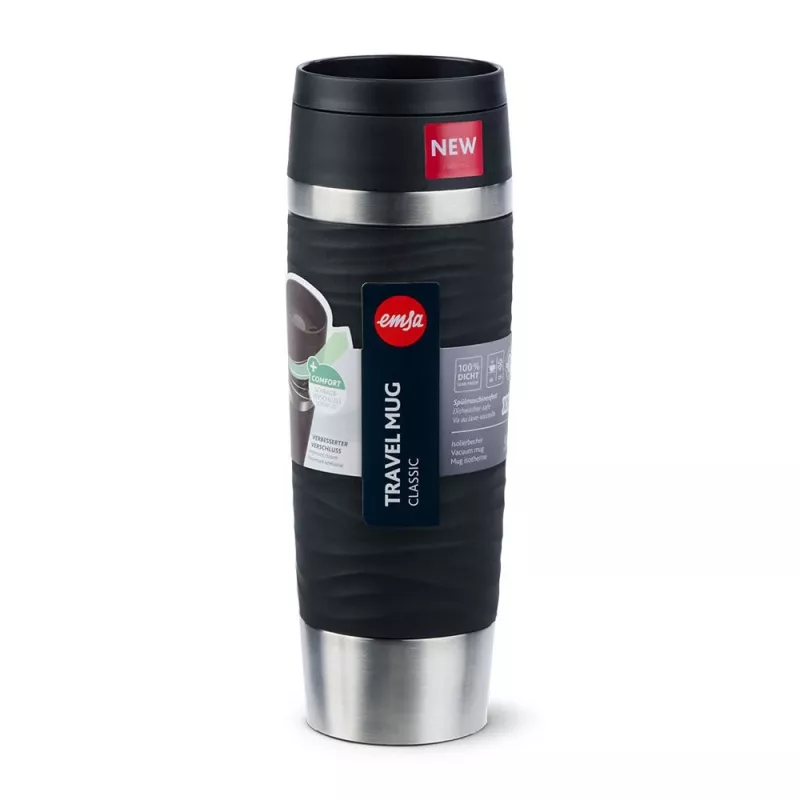 EMSA kelioninis puodelis Waves Grande 500 ml juodas, nerūdijantis plienas