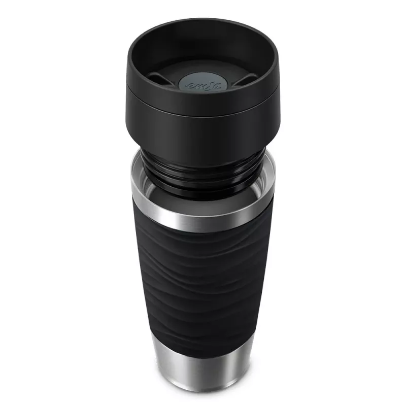 EMSA Travel Mug Waves 360 ml juodas nerūdijančio plieno kelioninis puodelis