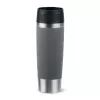 Kelioninis puodelis EMSA Classic Grande 500 ml — pilkas nerūdijantis plienas, silikoninis dangtelis, polipropileninis dangtis, Ø 8,3 cm × 240 mm