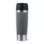 Kelioninis puodelis EMSA Classic Grande 500 ml — pilkas nerūdijantis plienas, silikoninis dangtelis, polipropileninis dangtis, Ø 8,3 cm × 240 mm