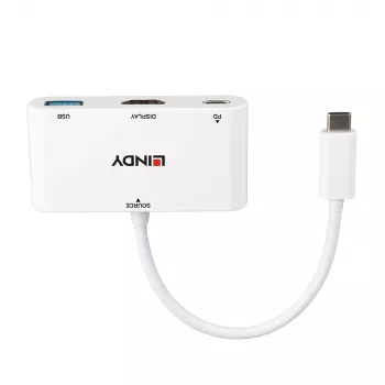 Lindy USB 3.2 Type C į HDMI keitiklis su USB Type A prievadu ir maitinimo tiekimu