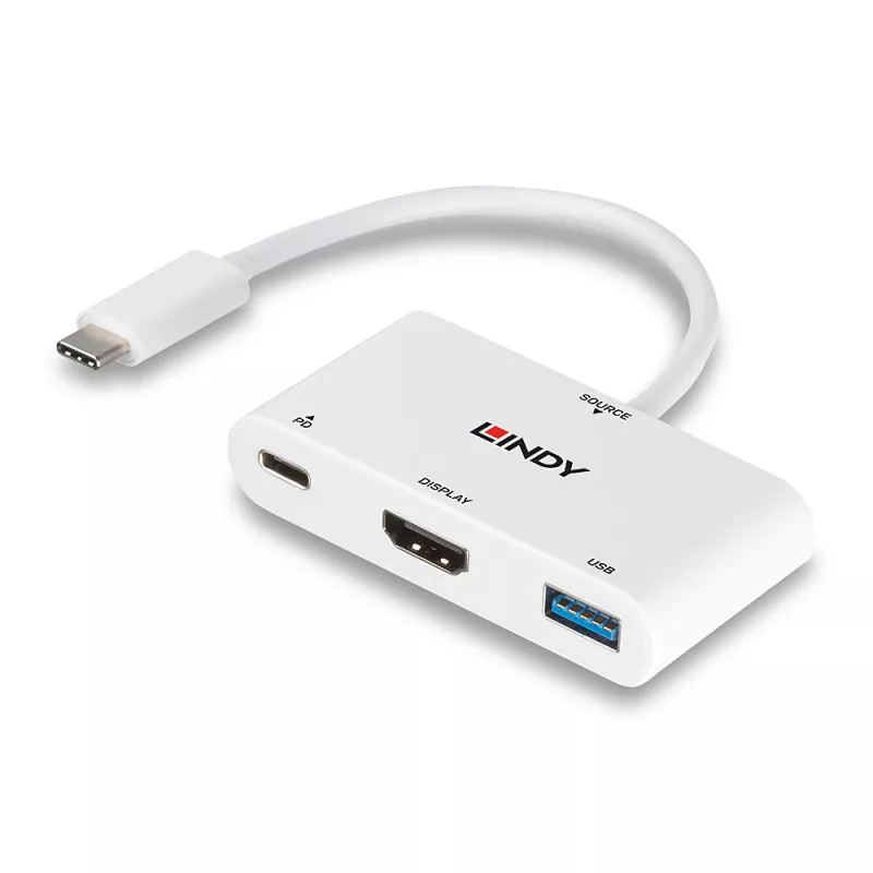 Lindy USB 3.2 Type C į HDMI keitiklis su USB Type A prievadu ir maitinimo tiekimu