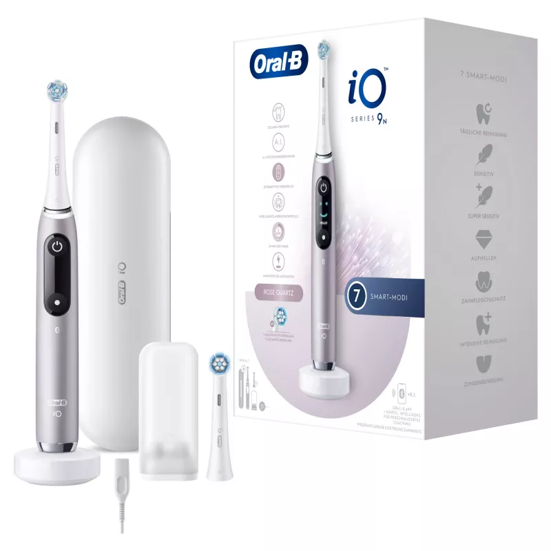 Oral-B iO Series 9n suaugusiems rotacinis-šveičiantis elektrinis dantų šepetėlis rožinis