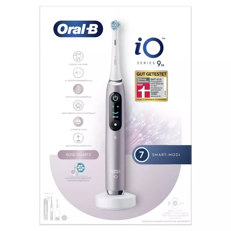 Oral-B iO Series 9n suaugusiems rotacinis-šveičiantis elektrinis dantų šepetėlis rožinis