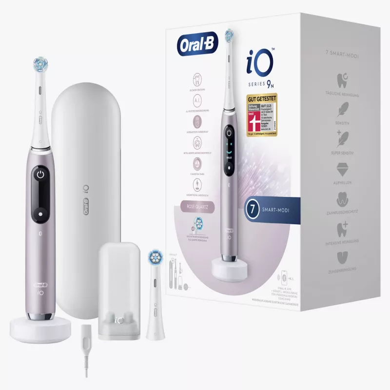 Oral-B iO Series 9n suaugusiems rotacinis-šveičiantis elektrinis dantų šepetėlis rožinis