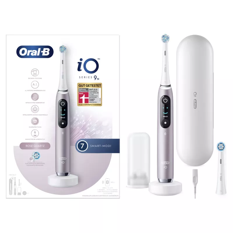 Oral-B iO Series 9n suaugusiems rotacinis-šveičiantis elektrinis dantų šepetėlis rožinis