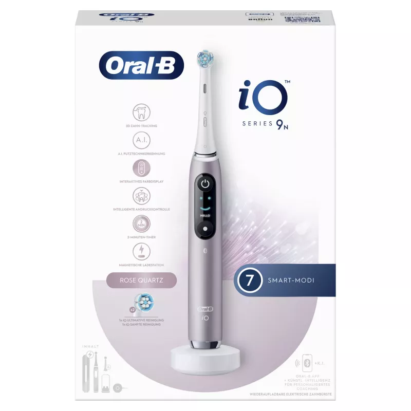 Oral-B iO Series 9n suaugusiems rotacinis-šveičiantis elektrinis dantų šepetėlis rožinis