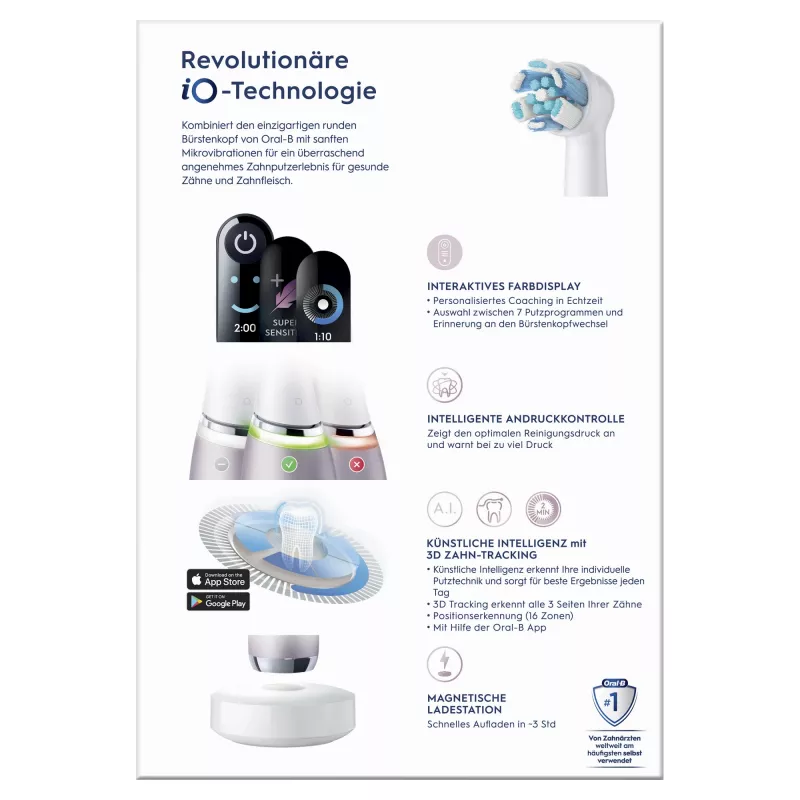 Oral-B iO Series 9n suaugusiems rotacinis-šveičiantis elektrinis dantų šepetėlis rožinis
