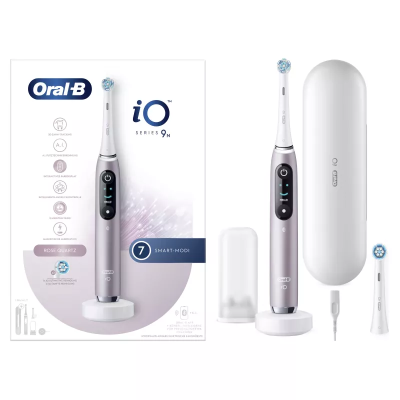 Oral-B iO Series 9n suaugusiems rotacinis-šveičiantis elektrinis dantų šepetėlis rožinis