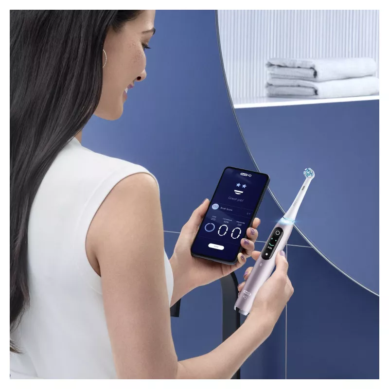 Oral-B iO Series 9n suaugusiems rotacinis-šveičiantis elektrinis dantų šepetėlis rožinis