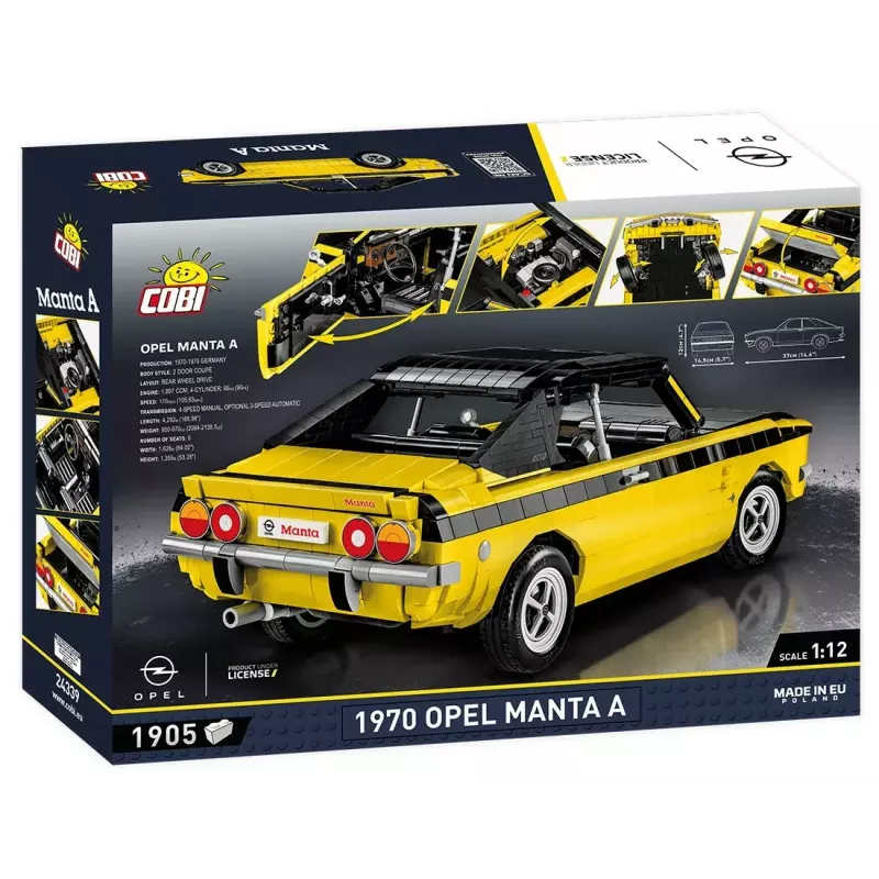 Konstrukcinis žaislas Cobi Opel Manta A 1970 1:12 mastelio modelis, kaladėlių rinkinys