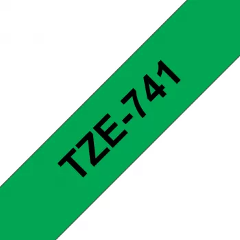 Brother TZE-741 etikečių juostelė, juoda ant žalios, TZ