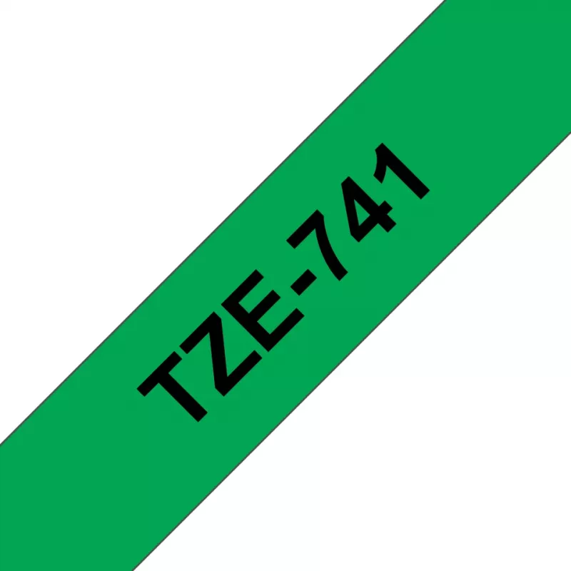 Brother TZE-741 etikečių juostelė, juoda ant žalios, TZ