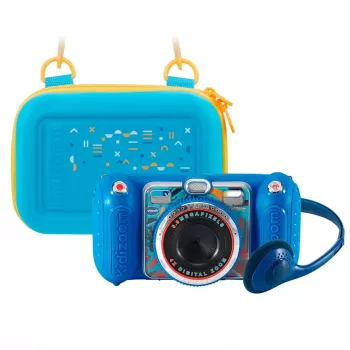 Skaitmeninis fotoaparatas VTech KidiZoom Duo Pro mėlynas su nešiojimo dėklu — vaikų dviejų objektyvų fotoaparatas, mėlynas