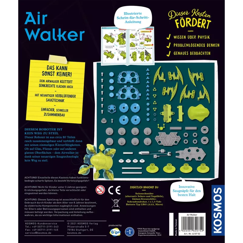 Kosmos Air Walker, eksperimentų rinkinys, fizika, 8 metai
