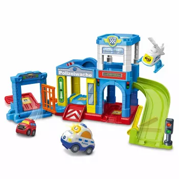 Žaislų rinkinys VTech Tut Tut Baby Flitzer policijos stotis 80-569904 su interaktyviomis funkcijomis ir transporto priemonėmis
