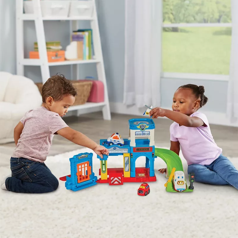 Žaislų rinkinys VTech Tut Tut Baby Flitzer policijos stotis 80-569904 su interaktyviomis funkcijomis ir transporto priemonėmis