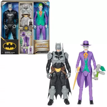 DC Comics, Batman Adventures, Batman vs The Joker veiksmo figūrėlių rinkinys, 2 figūrėlės, 12 šarvų aksesuarų, 12 colių Super Hero žaislas berniukams ir mergaitėms