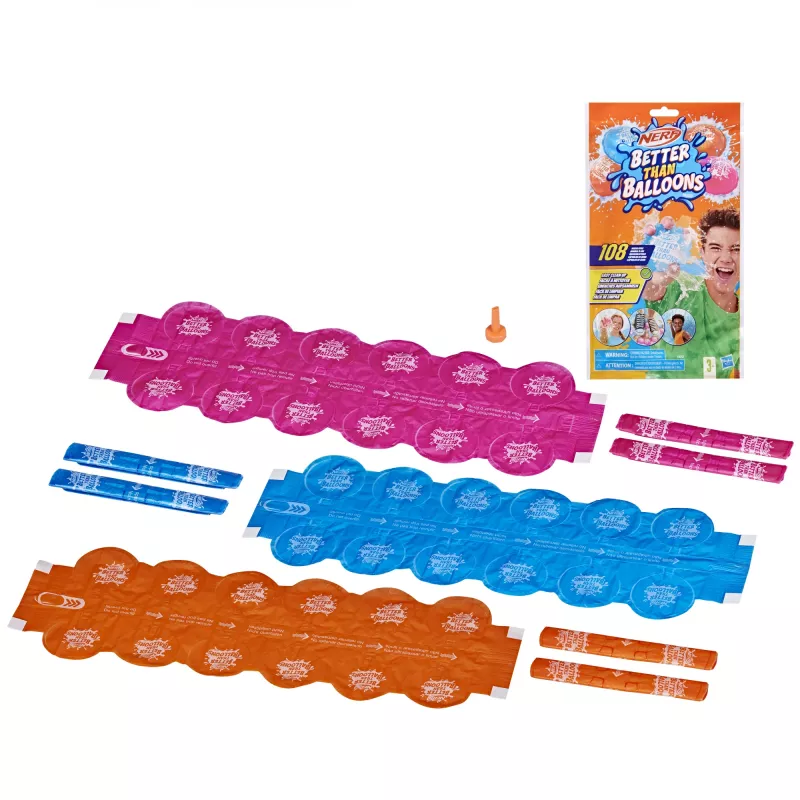 Nerf Super Soaker Better Than Balloons vandens žaislai, lengvas 1 dalies sutvarkymas, 108 kapsulės, daugybė žaidimo būdų, vandens pramogos kieme, dovanos vaikams, amžius 3+
