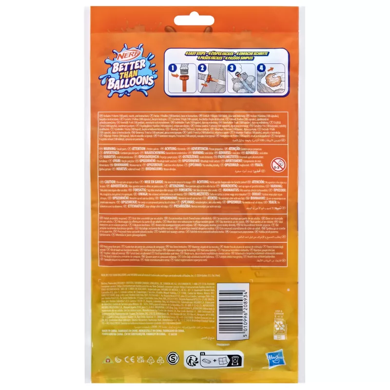 Nerf Super Soaker Better Than Balloons vandens žaislai, lengvas 1 dalies sutvarkymas, 108 kapsulės, daugybė žaidimo būdų, vandens pramogos kieme, dovanos vaikams, amžius 3+