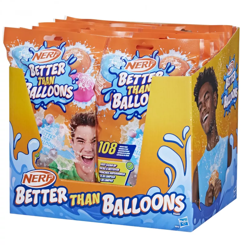 Nerf Super Soaker Better Than Balloons vandens žaislai, lengvas 1 dalies sutvarkymas, 108 kapsulės, daugybė žaidimo būdų, vandens pramogos kieme, dovanos vaikams, amžius 3+