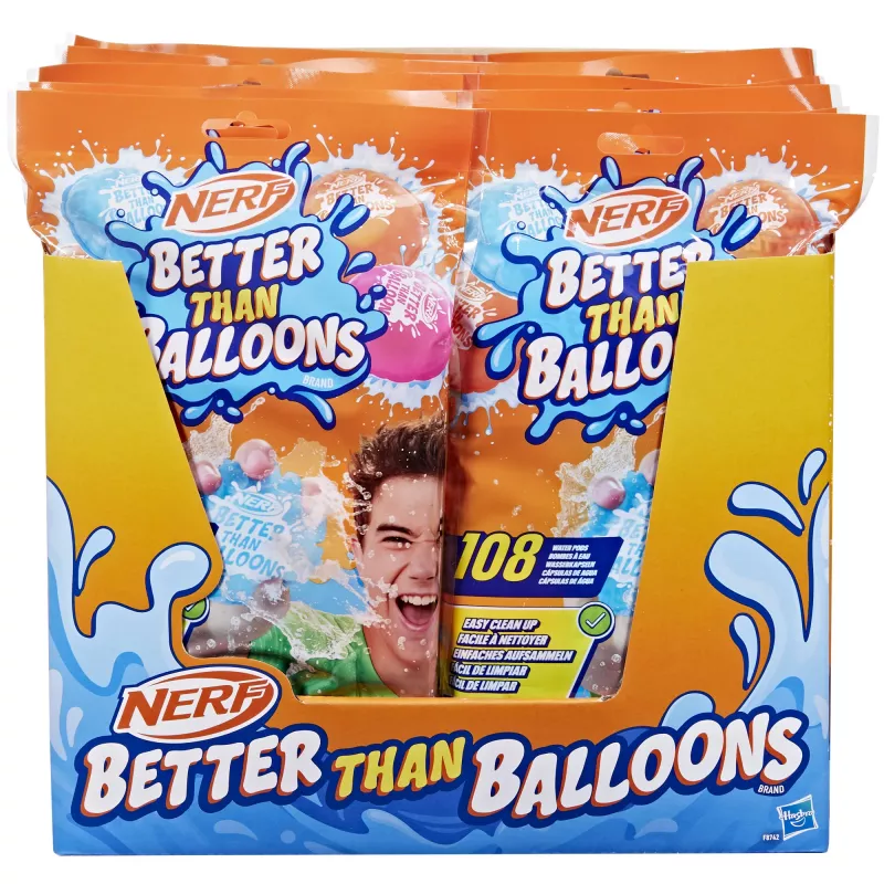 Nerf Super Soaker Better Than Balloons vandens žaislai, lengvas 1 dalies sutvarkymas, 108 kapsulės, daugybė žaidimo būdų, vandens pramogos kieme, dovanos vaikams, amžius 3+