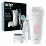 Braun Silk-épil 5 Silk-epil 5 SE5-230 epiliatorius, rožinis, baltas, 28 pincetai, MicroGrip, 0,5 mm, baterija, įmontuota baterija