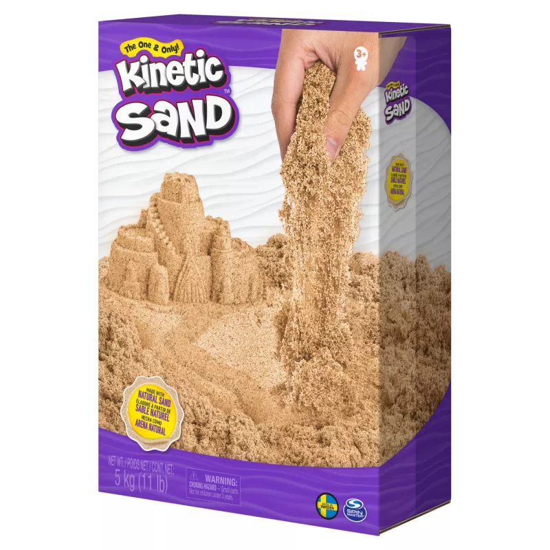 „Kinetic Sand“, 11 lb (5 kg) natūraliai rudos spalvos žaidimų smėlis menams ir amatams, smėlio dėžei, išskirtinai „Amazon“ (pakuotė gali skirtis), formuojami sensoriniai žaislai vaikams nuo 3 metų
