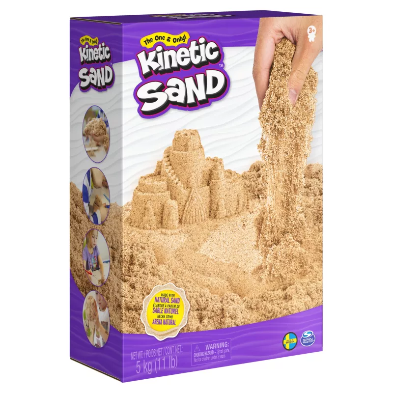 „Kinetic Sand“, 11 lb (5 kg) natūraliai rudos spalvos žaidimų smėlis menams ir amatams, smėlio dėžei, išskirtinai „Amazon“ (pakuotė gali skirtis), formuojami sensoriniai žaislai vaikams nuo 3 metų