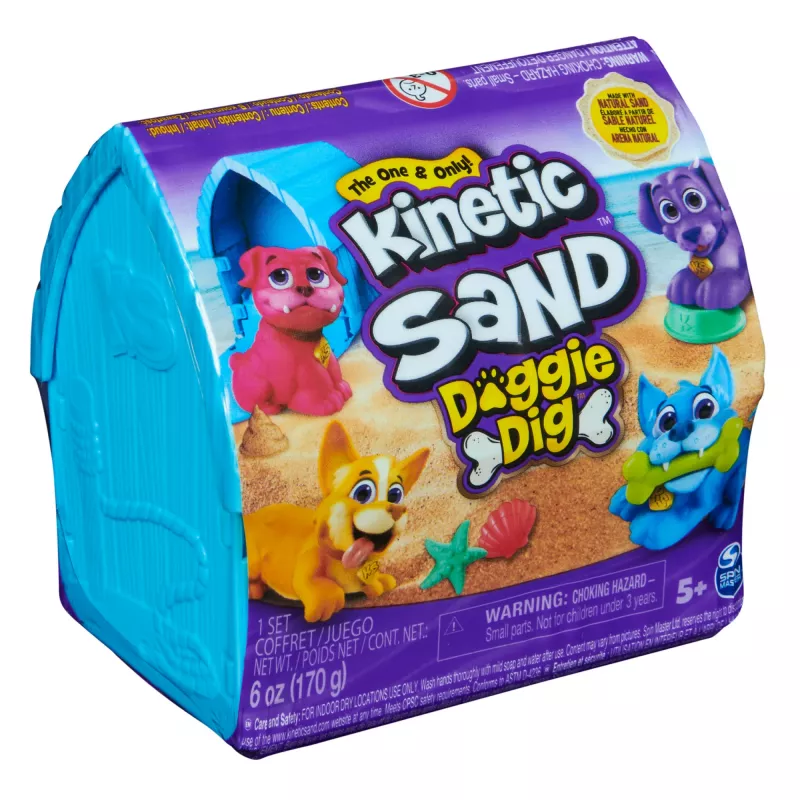 Vaikiškas kinetinio smėlio rinkinys Spinmaster Kinetic Sand Doggie Dig su formele, įvairiaspalvis, amžius 5+