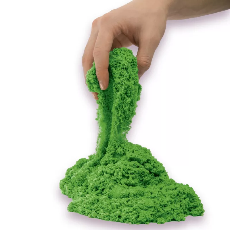 „Kinetic Sand“, 2 svarų žalios spalvos žaidimų smėlis, formuojami sensoriniai žaislai vaikams, pakartotinai uždaromas maišelis (pakuotė gali skirtis), nuo 3 metų