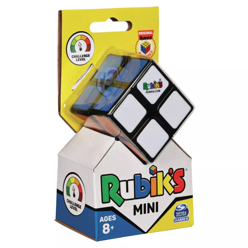 Rubik’s Mini 2x2, 2x2 klasikinė spalvų derinimo dėlionė, kišeninio dydžio smegenis lavinantis žaislas, pakuotė gali skirtis