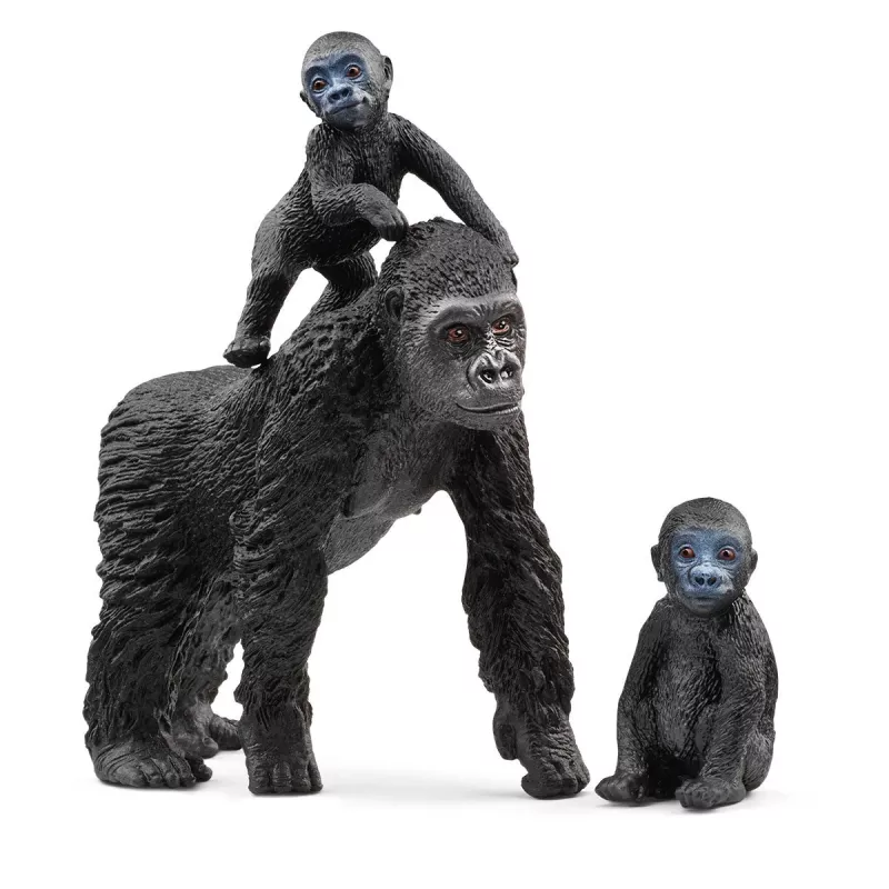 schleich WILD LIFE Gorilų šeima, 3 metai (-ų), Džiunglės, Laukiniai gyvūnai / nuotykių žaislai, Juoda, Pilka