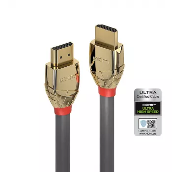 Lindy 2m Ultra High Speed HDMI laidas, Gold Line, 2 m, HDMI Type A (Standard), HDMI Type A (Standard), 48 Gbit/s, Pilka
