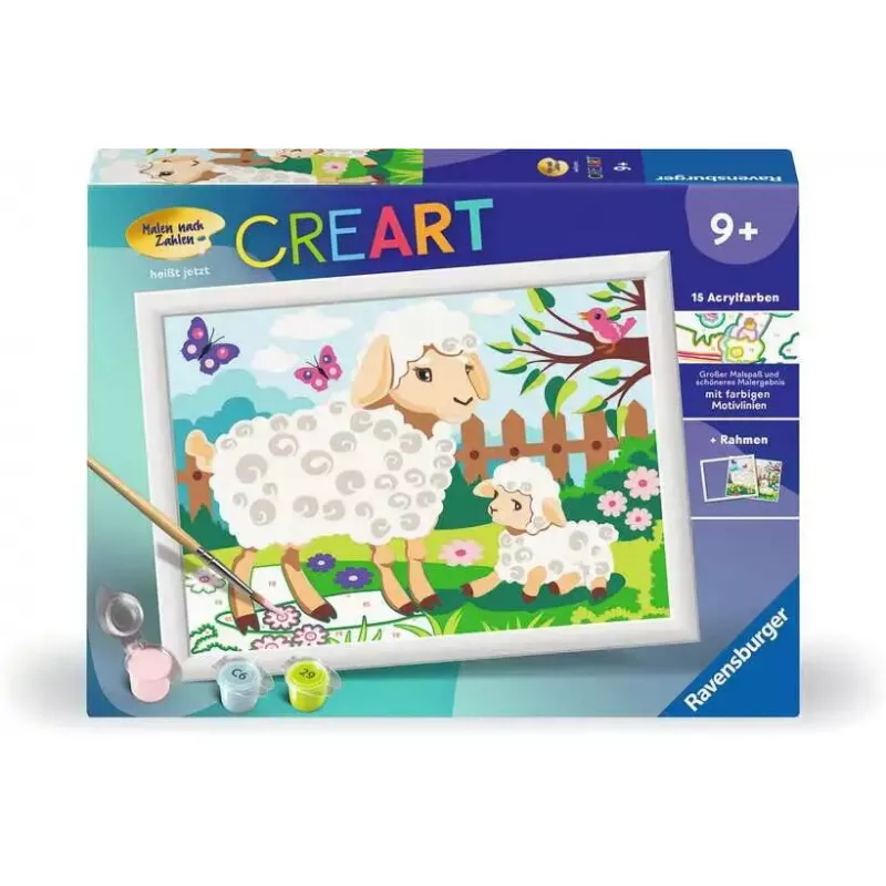 Ravensburger CreArt 23764 tapybos pagal skaičius rinkinys, avis su ėriuku