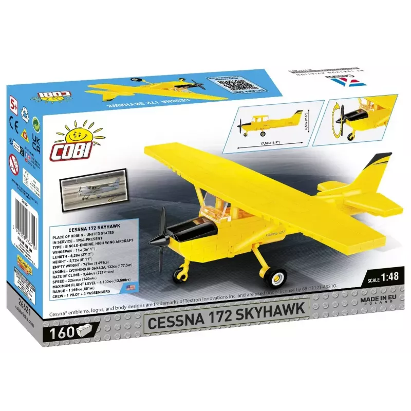 Konstruktorius Cobi Cessna 172 Skyhawk geltonas modelis 26621 - mastelio ir surinkimo rinkinys