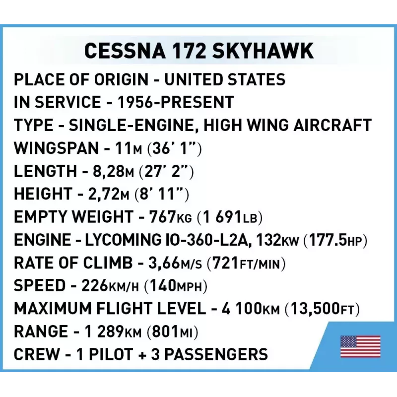 Konstruktorius Cobi Cessna 172 Skyhawk geltonas modelis 26621 - mastelio ir surinkimo rinkinys