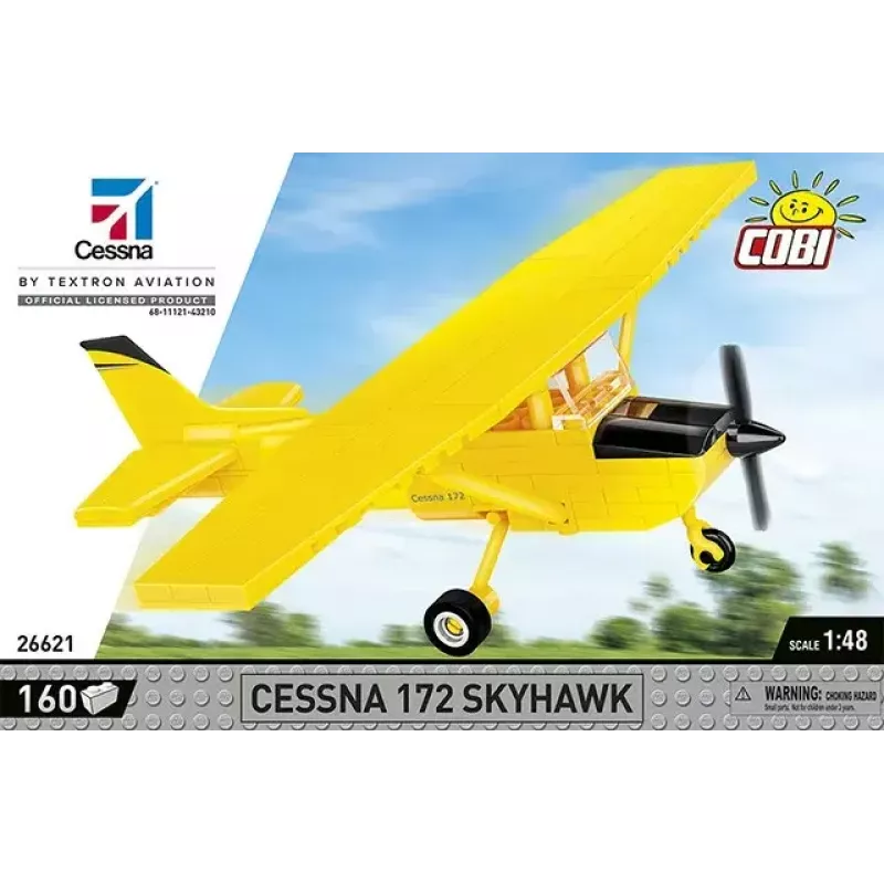 Konstruktorius Cobi Cessna 172 Skyhawk geltonas modelis 26621 - mastelio ir surinkimo rinkinys