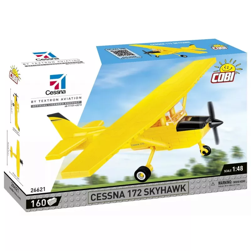 Konstruktorius Cobi Cessna 172 Skyhawk geltonas modelis 26621 - mastelio ir surinkimo rinkinys