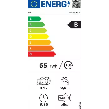 Visiškai integruota indaplovė NEFF N50 S155ECX01E — 14 komplektų, Home Connect, energijos klasė B, 42 dB