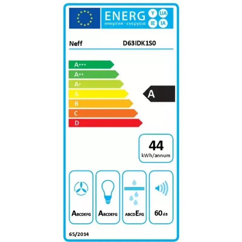 Neff D63IDK1S0 gartraukis Montuojamas ant sienos Juoda 430 m³/val.